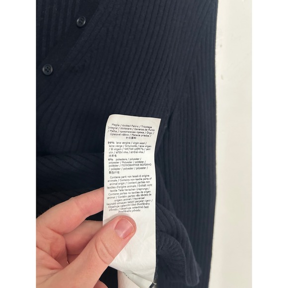 'S Max‎ Mara Black Ribbed V Neck Button Up Long Sleeve Sweater Top L - Picture 6 of 14